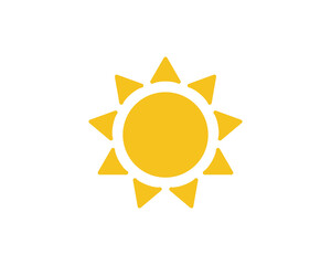 Yellow sun icon. Shine sun ray. Sunset, sunrise Summer, sunlight, nature, sky icon. Yellow sun icon. Vector illustration isolated on white background