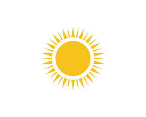 Yellow sun icon. Shine sun ray. Sunset, sunrise Summer, sunlight, nature, sky icon. Yellow sun icons. Vector illustration isolated on white background