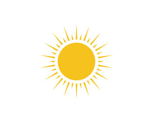 Yellow sun icon. Shine sun ray. Sunset, sunrise Summer, sunlight, nature, sky icon. Yellow sun icons. Vector illustration isolated on white background