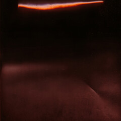 Old film overlay. Dust scratches. Retro photo texture. Orange color light flare stripe worn weathered uneven defect surface dark black illustration art abstract background.