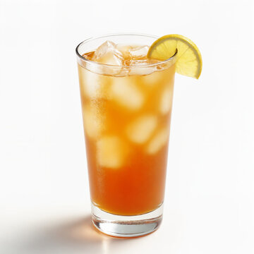 Arnold palmer with lemon slice in a glass on a white background