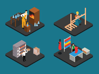 Craftsmanship and Manual Professions 3d isometric vector illustration