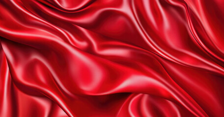Obraz premium Luxurious red silk fabric flowing gracefully, showcasing its smooth texture and vibrant color. fabric rich sheen adds elegance and depth to any design