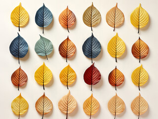 Colorful Leaves Arrangement on Light Background
