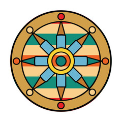 Dharma wheel vector art illustration   ,vintage t-shirt design art ,vector art