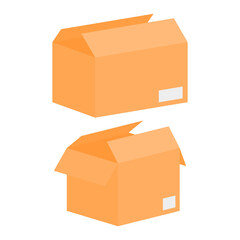 Blank Open Shipping Cardboard Box Vector. Shipping Cardboard Box Icon.