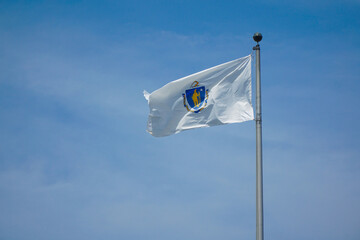 State flag of Massachusetts on a flagpole
