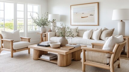 Coastal Living Room Decor Neutral Tones Natural Elements