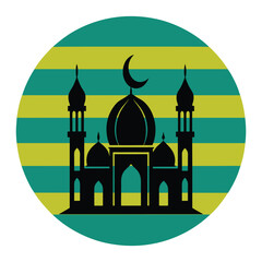 Mosque silhouette with vintage