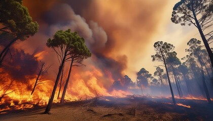 Smoke drifts far beyond the fire's location. 