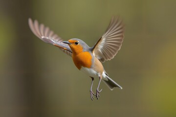 Naklejka premium small american sparrow in Flight, Wings Spread Wide, Nature Photography