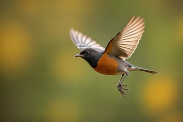 small american sparrow in Flight Against a Soft-Focus Background