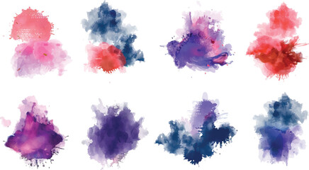Set of watercolor circles brash multicolored. paint brush stroke isolated on transparent background