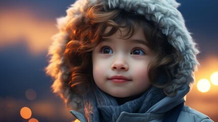 Fototapeta premium フードを被る女の子ポートレート,Generative AI AI画像