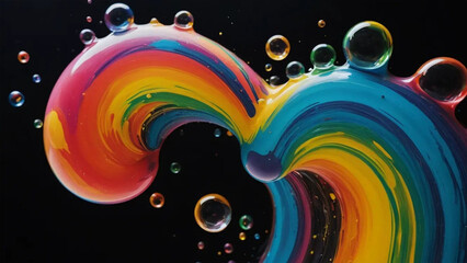 Obraz premium Splash Defocused multi color on dark black blurred light abstract art background.