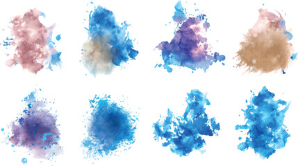 Set of watercolor circles brash multicolored. Brash stroke black color design Painted illustration.