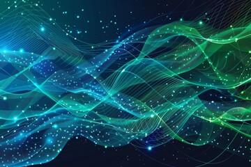 Abstract Wavy Lines and Sparkling Lights