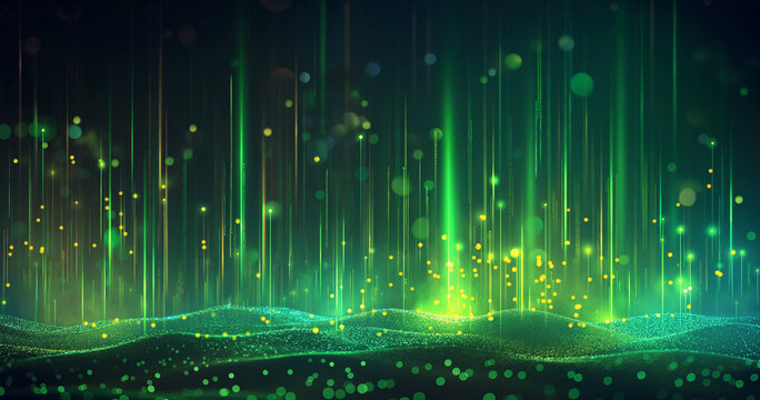 Dynamic Green Digital Landscape with Light Streams