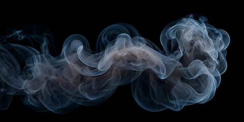 Fototapeta premium Bläuliche Rauchformationen - Fließende Bewegung und sanfte Übergänge auf dunklem Hintergrund
