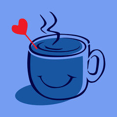 Happiness drink. Hot coffee cup. Relax with warm brew beverage.