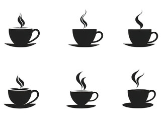 Obraz premium Simple coffee cup design with rising steam, perfect logo style on a transparent background. 