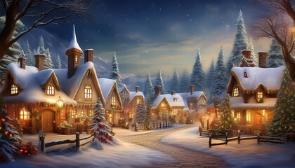 christmas tree in the village. Christmas village.