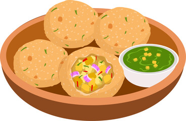 Pani puri Indian food illustration.