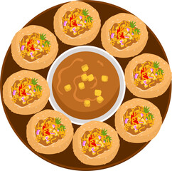 Pani puri Indian food illustration.