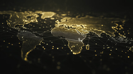 abstract business connection of line from nail node to node on world map background Innovation network points Earth's surface