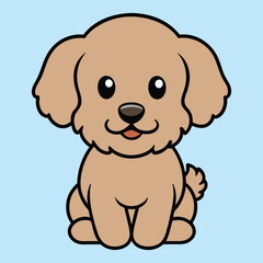 Fototapeta premium Cute Baby Schnoodle Dog Sitting Clipart Illustration 