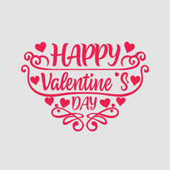 Creative Valentine’s Day Text Artwork Featuring Heart-Shaped Calligraphy and Red Accents Vector Illustration