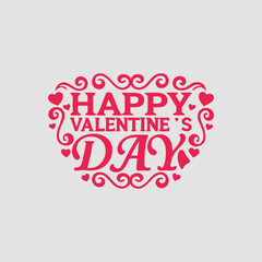 Creative Valentine’s Day Text Artwork Featuring Heart-Shaped Calligraphy and Red Accents Vector Illustration