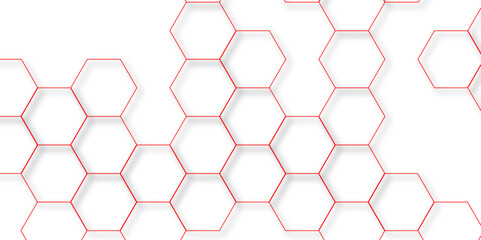abstract geometric red texture background red hexagon 3D background texture. 3d rendering illustration. Clear pattern abstract background hexagon .Futuristic abstract banner.	
