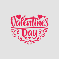 Creative Valentine’s Day Text Artwork Featuring Heart-Shaped Calligraphy and Red Accents Vector Illustration