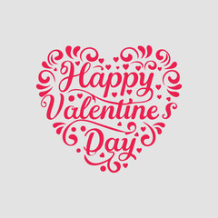Creative Valentine&rsquo;s Day Text Artwork Featuring Heart-Shaped Calligraphy and Red Accents Vector Illustration