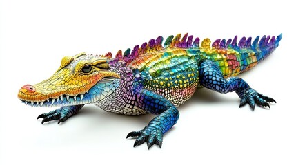Obraz premium Colorful Crocodile Reptile Artwork Vivid Rainbow Scales Decor