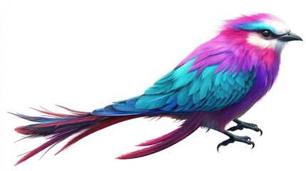 Fototapeta premium Vivid Colorful Bird Tropical Avian Bright Feathers Exotic Wildlife Bird Illustration Fantasy Bird