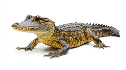 Young Alligator Reptile Wildlife Animal Closeup Isolated White Background Nature Tropical Wild