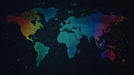 Naklejka premium abstract business connection of line from nail node to node on world map background Innovation network points Earth's surface