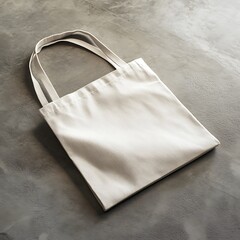 White Canvas Tote Bag on Gray Background