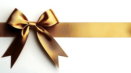 Fototapeta premium Elegant Gold Ribbon Bow Gift Decoration Holiday Present Festive Luxury
