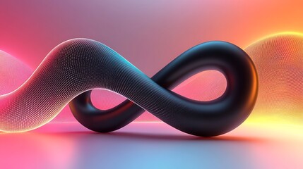 Abstract infinity symbol, 3D render, vibrant background.