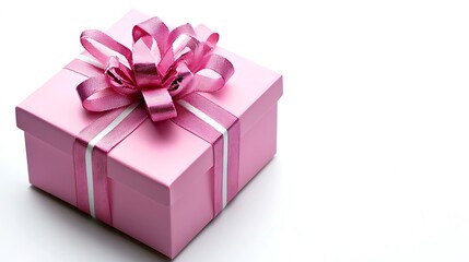 Obraz premium Pink Gift Box with Ribbon Bow Present Birthday Celebration Surprise