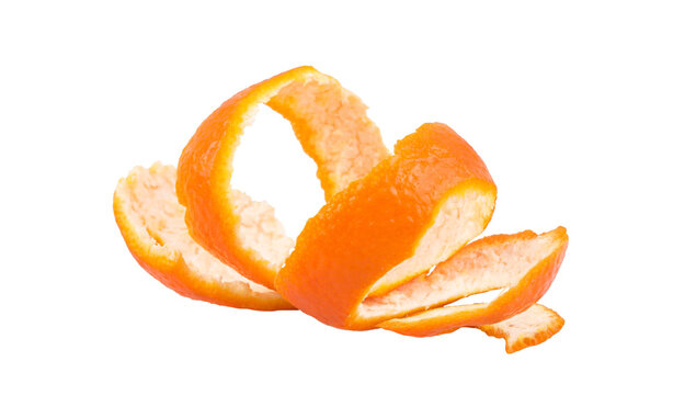Naklejki Orange peel isolated on white background, transparent