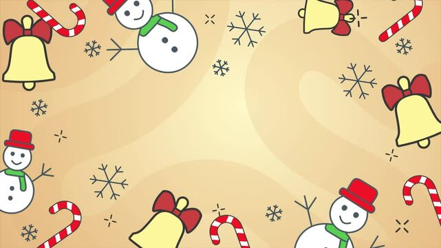 holiday greeting card background with ornaments and christmas cute decotation seamless 4k video background motion pop art design