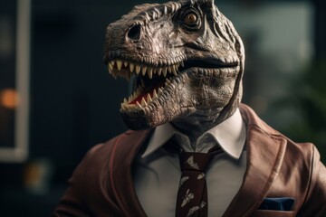 恐竜顔のビジネスマン,Generative AI AI画像