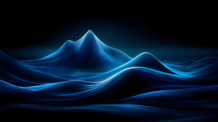 Abstract blue waves with glowing peaks.