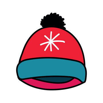 red and blue winter hat with snowflake clip art preview