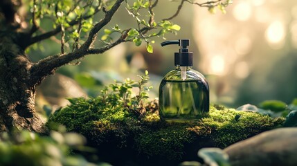 Natural Skincare Product in Lush Green Forest