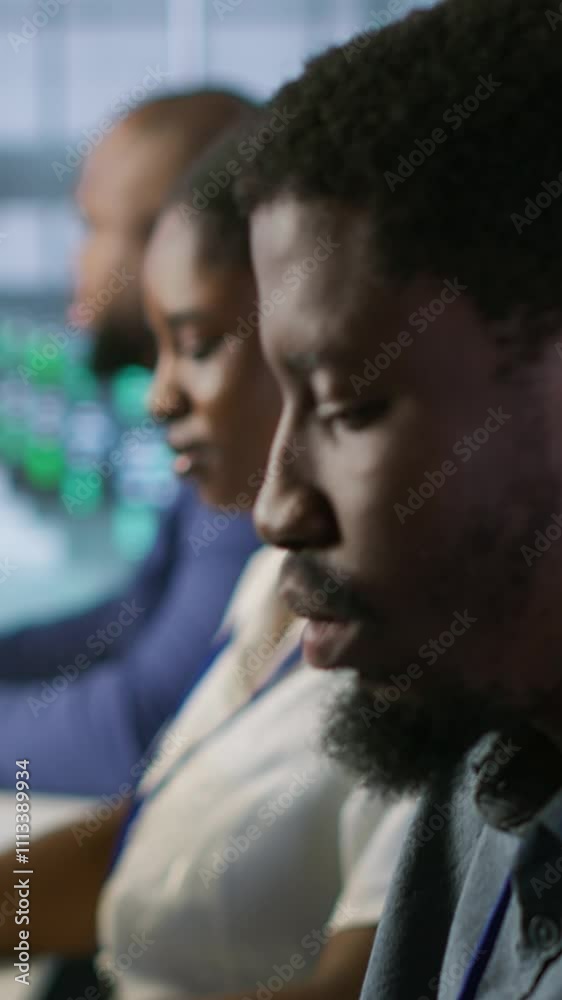 Poster vertical video software developers in data center implementing ai predictive maintenance systems. fo